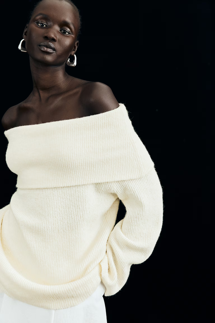 Joliana - Off-Shoulder Layered Knitted Top