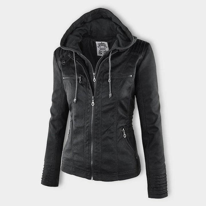 Elora | Chic Hooded Leather Jacket