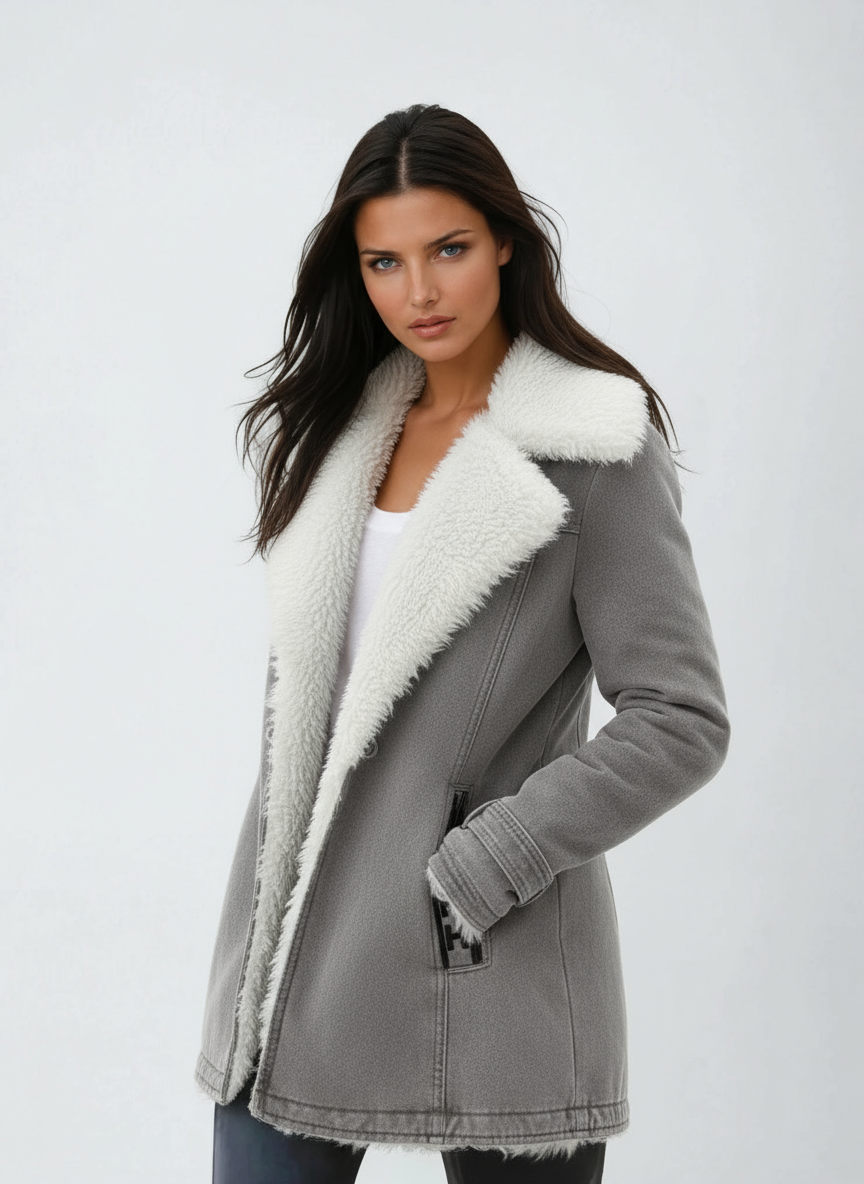 Lirena | Winter Coat Fur Collar & Buttons